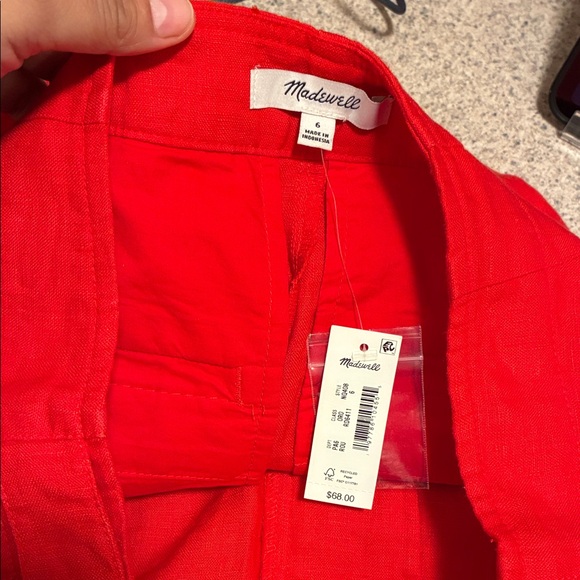 Madewell High Waist Red Women's Shorts NEW NWT - Picture 6 of 6